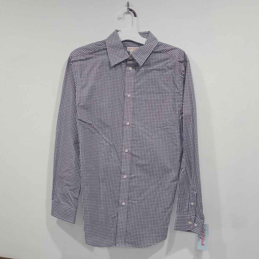 NWT Boys' Checked Long Sleeve Button-Down Shirt - Cat & Jack Navy Red